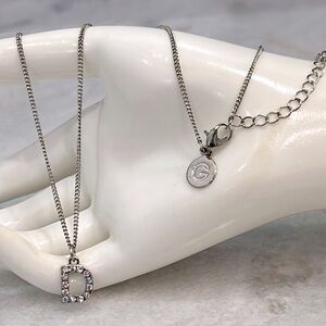 GUESS Silver Rhinestone Initial 'D' Necklace